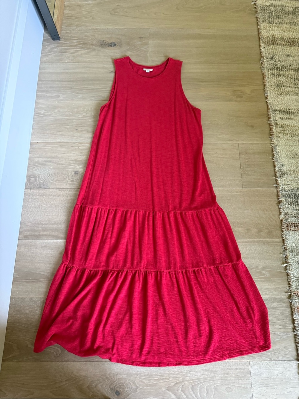 J. Jill Sleeveless Red Tiered Maxi Dress